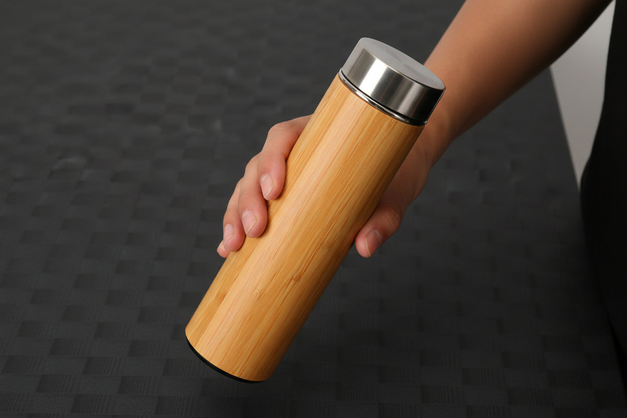 Bamboo tumbler in hand