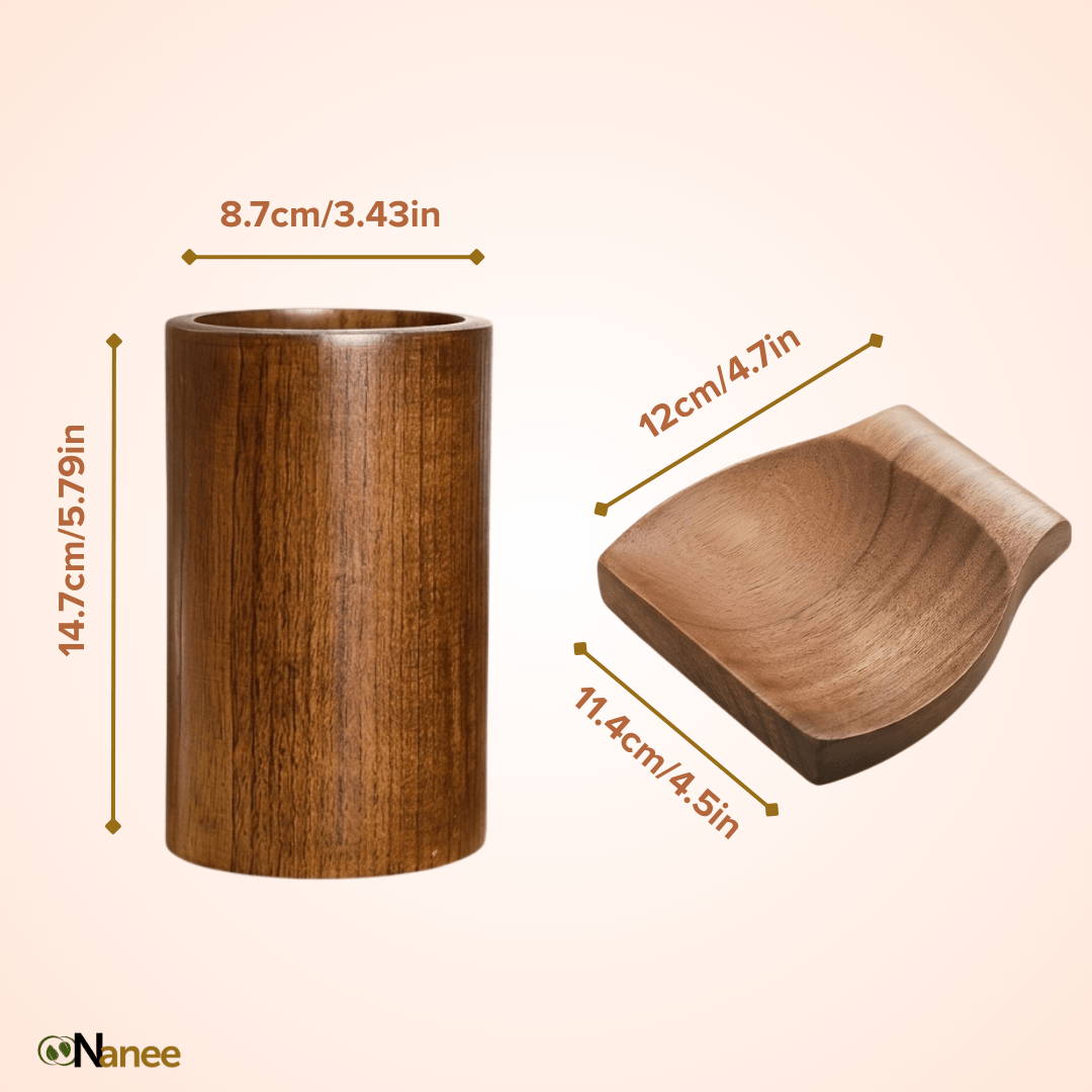 Wooden Holder and spoon rest with measurements
